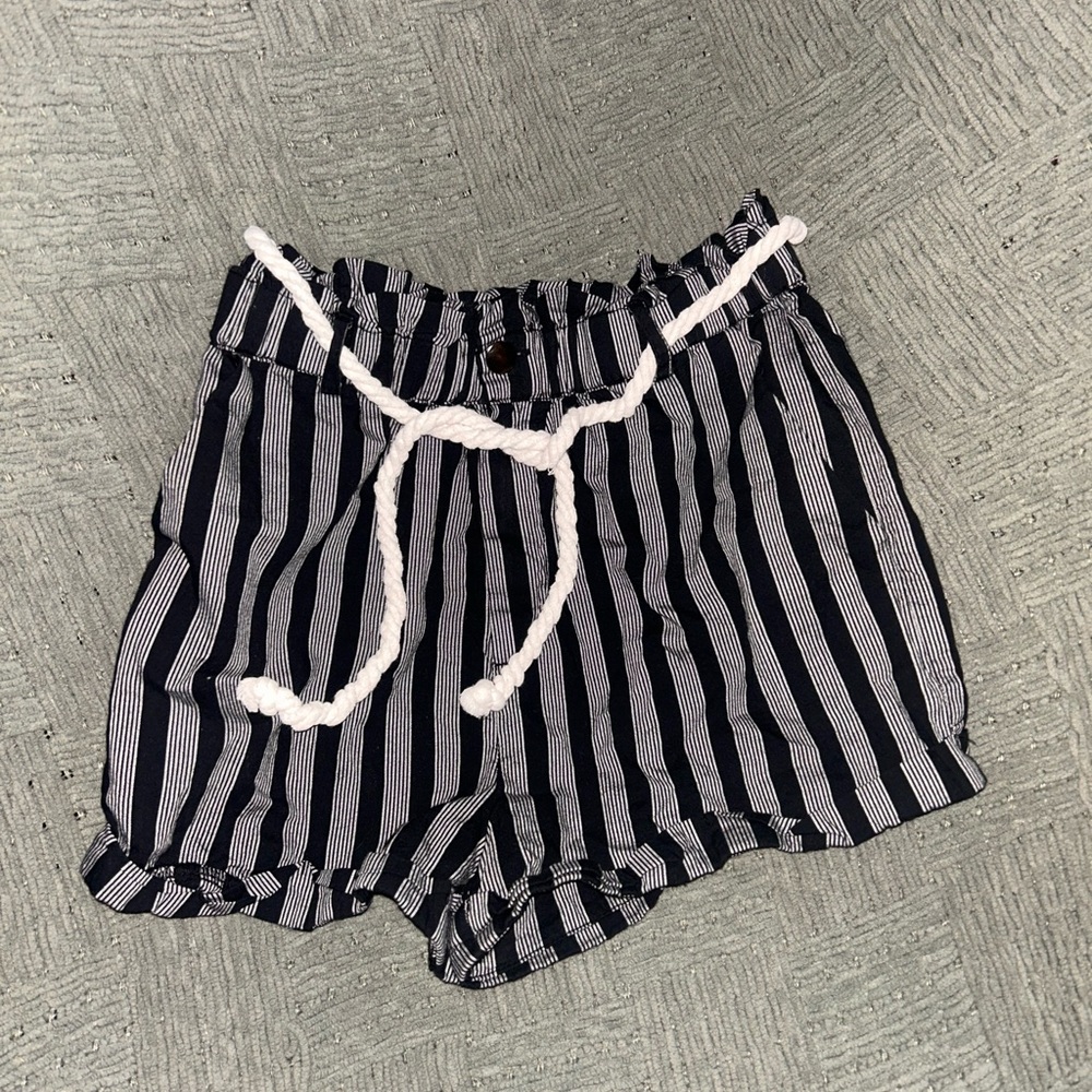 Forever 21 Black and White Striped High Waist Shorts